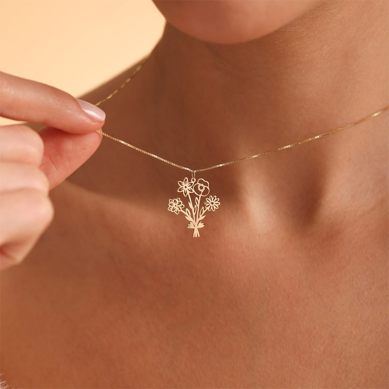 Helloice Birth Flower Bouquet Necklace