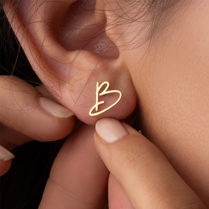 Helloice Customized Initial Earrings