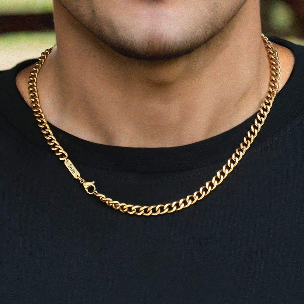 Helloice 6mm Custom Name Cuban Necklace in Gold