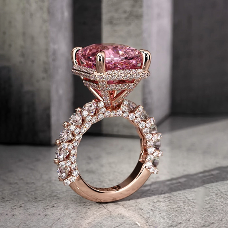 Helloice Diamond Morganite Engagement Ring