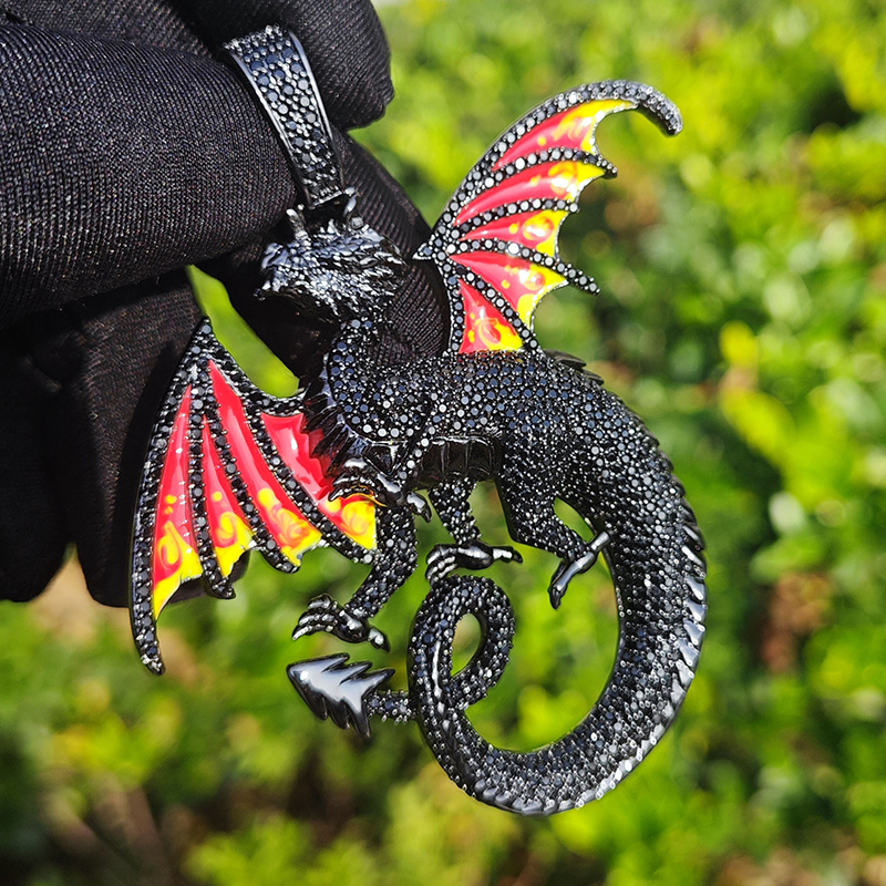 Helloice Flame Wings Dragon Pendant