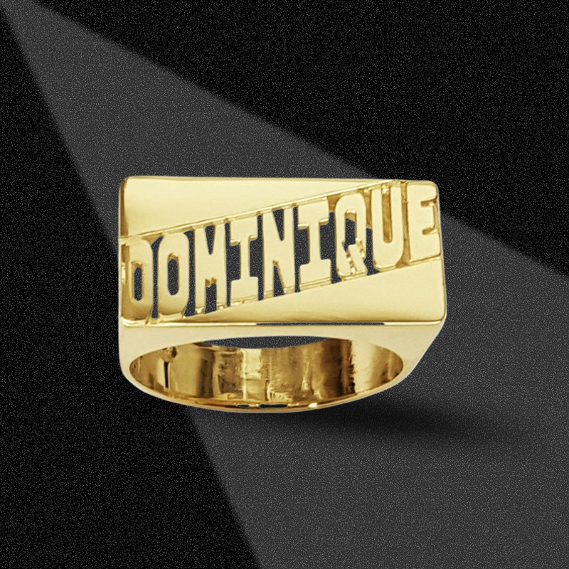 Helloice Rectangular Custom Name Ring