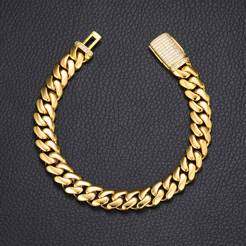 Helloice 10mm Iced Clasp Cuban Bracelet in Gold