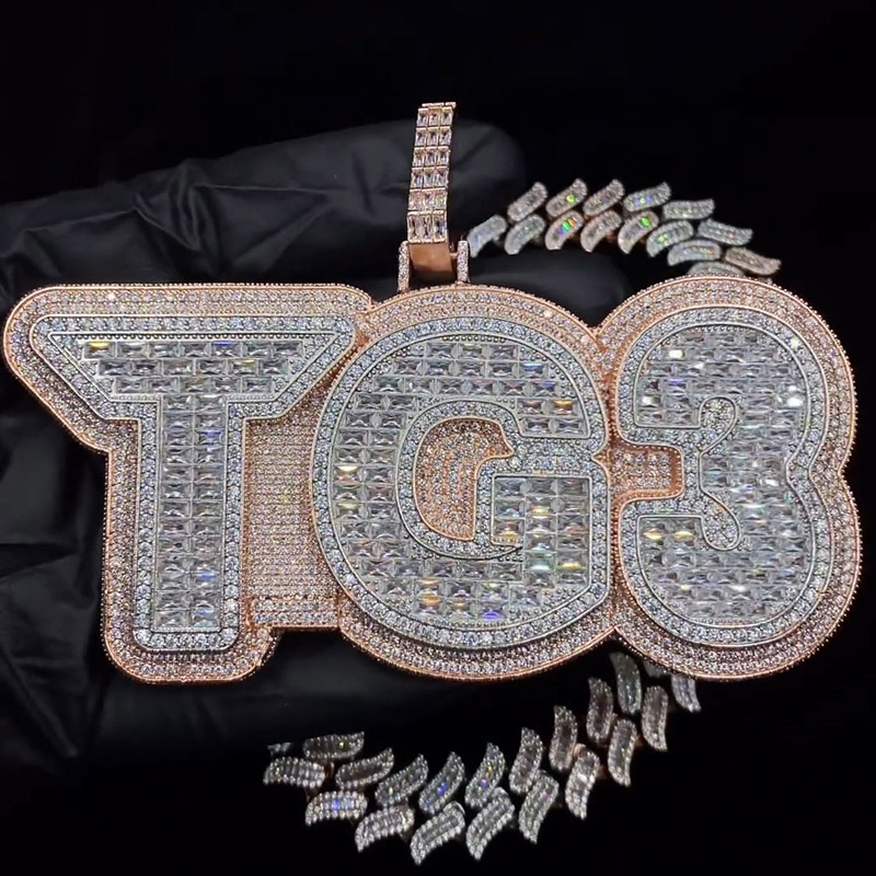 Helloice Custom Double Layer Bold Letters /Numbers Pendant