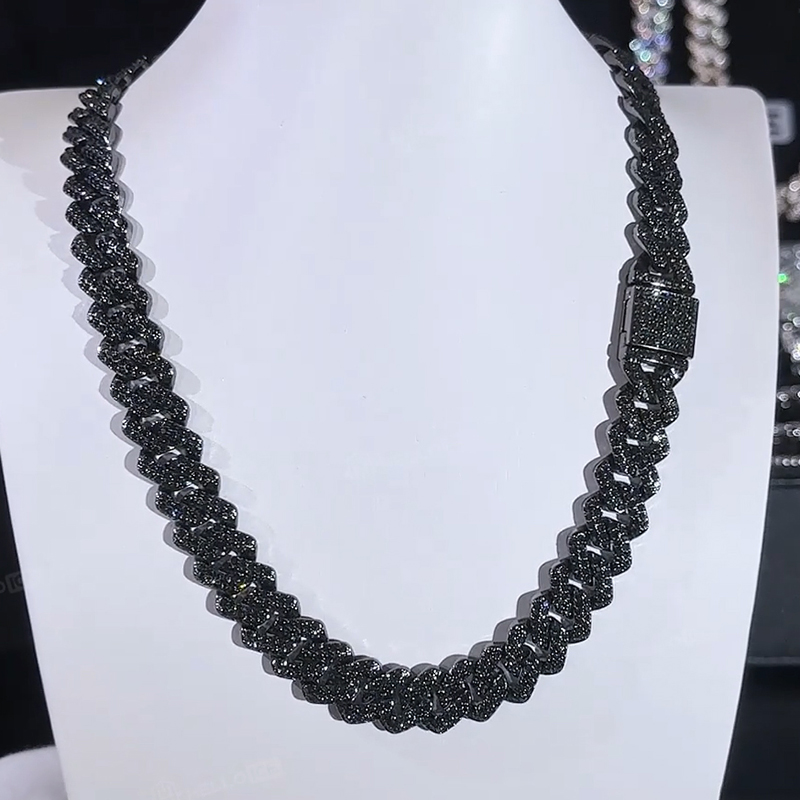 Helloice 14mm Iced Miami Cuban Chain in Black Gold