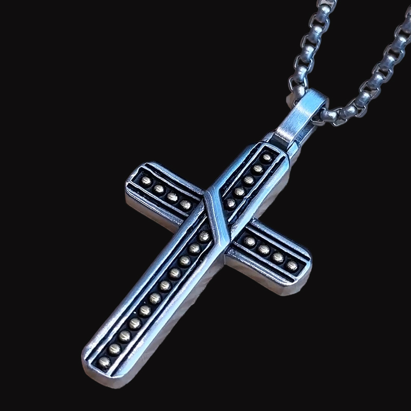 Helloice Stainless Steel Polka Dots Cross Pendant