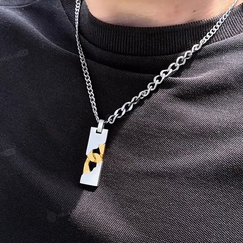 Helloice Two Tone Stainless Steel Dog Tag Pendant Necklace