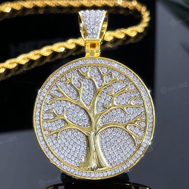 Helloice Two-tone Tree of Life Medallion Pendant