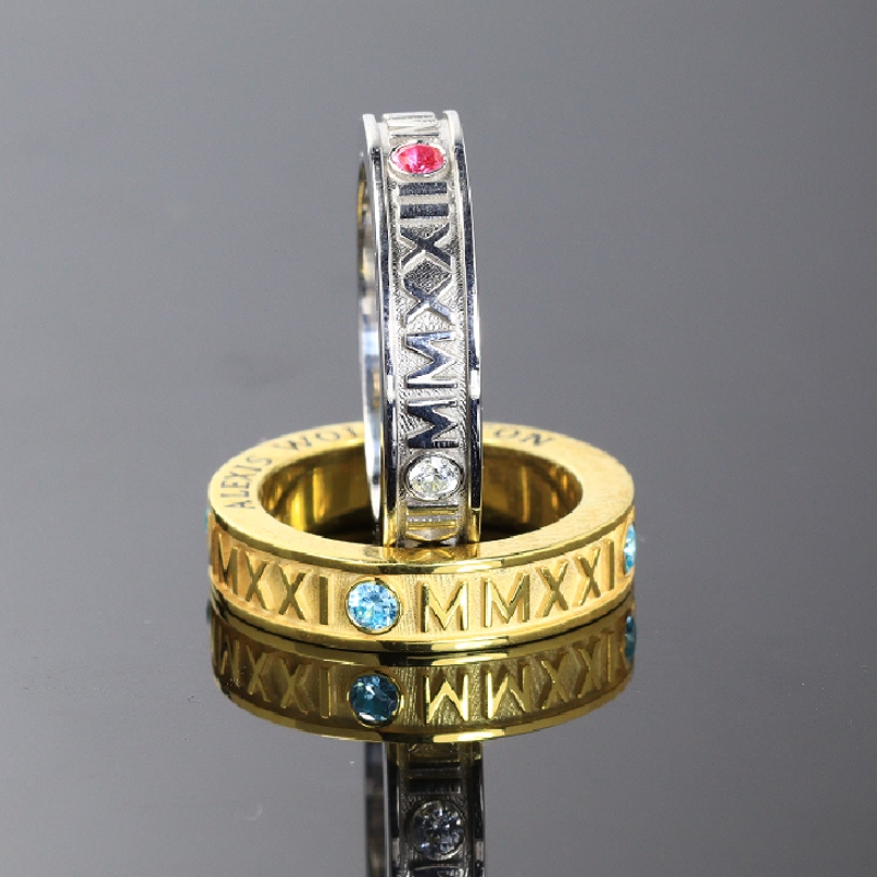 Helloice Personalized Roman Numeral Year Graduation School Memorial Ring