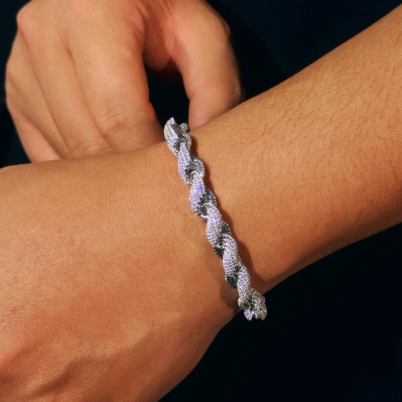 Helloice 8mm Iced Rope Bracelet for Men