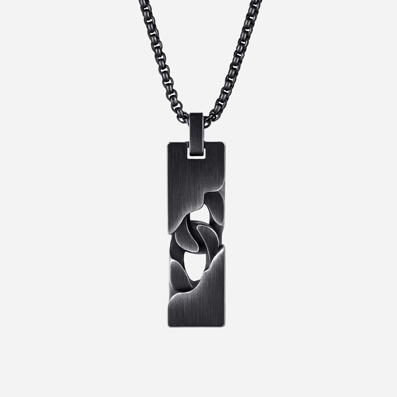 Helloice Vintage Silver Stainless Steel Dog Tag Pendant Necklace