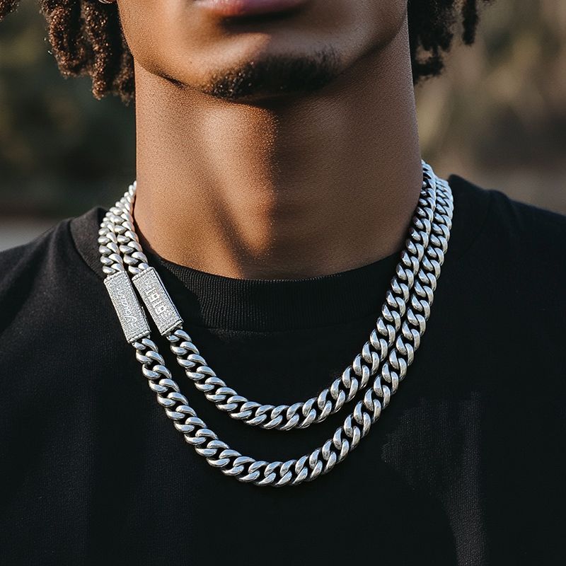 Helloice Customized Name/Number Clasp Cuban Link Chain