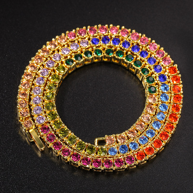 Helloice 4mm Multi-color Tennis Chain