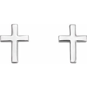 Platinum 7.5 mm Cross Earrings R17014:608:P