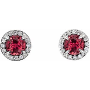 14K White 4 mm Lab-Grown Ruby & 1/10 CTW Natural Diamond Earrings 86458:658:P