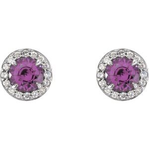 14K White 4 mm Natural Amethyst & 1/10 CTW Natural Diamond Earrings 86458:660:P