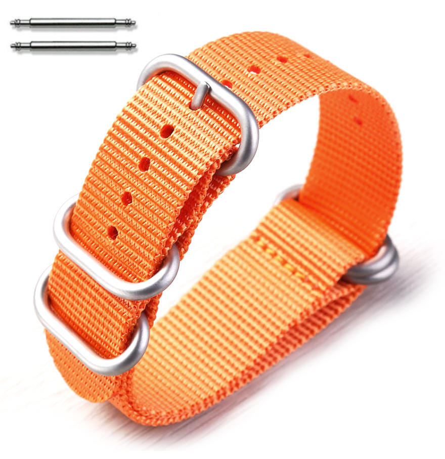5 Ring Ballistic Army Military Orange Nylon Fabric Replacement Watch Band #3025