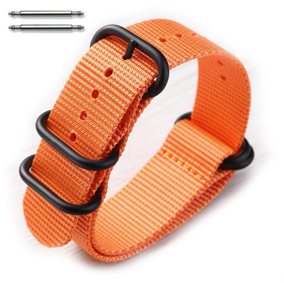 5 Ring Ballistic Army Military Orange Nylon Fabric Replacement Watch Band #3026