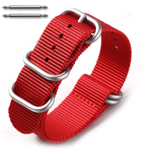 5 Ring Ballistic Army Military Red Nylon Fabric Replacement Watch Band #3027