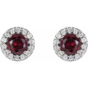 14K White 4 mm Lab-Grown Ruby & 1/8 CTW Natural Diamond Earrings 86839:608:P