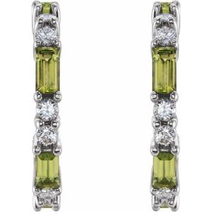 Sterling Silver Natural Peridot & 1/2 CTW Natural Diamond 17.2 mm Hoop Earrings 86789:680:P