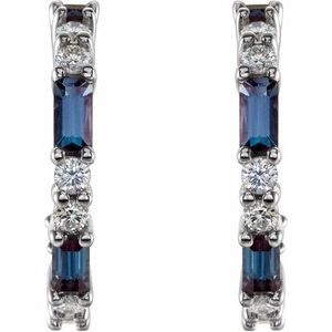 Platinum Lab-Grown Alexandrite & 1/2 CTW Natural Diamond 17.2 mm Hoop Earrings 86789:649:P
