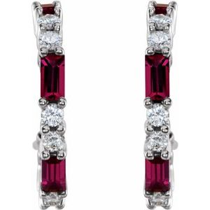 Sterling Silver Natural Ruby & 1/2 CTW Natural Diamond 17.2 mm Hoop Earrings 86789:655:P