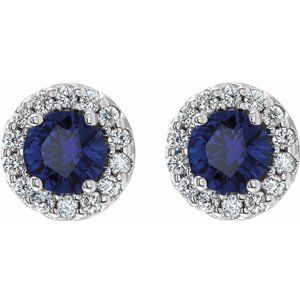 Platinum 5.5 mm Lab-Grown Blue Sapphire & 1/4 CTW Natural Diamond Earrings 86839:6136:P