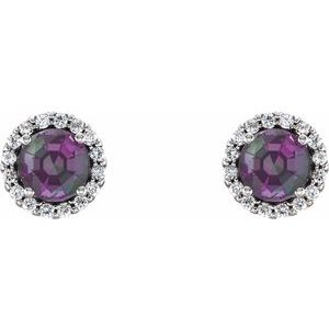 14K White 4 mm Lab-Grown Alexandrite & 1/10 CTW Natural Diamond Earrings 86509:870:P