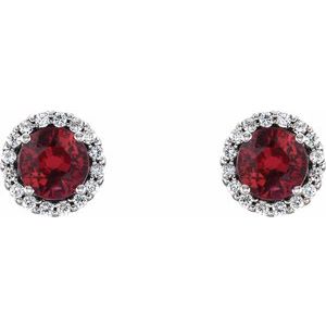 14K White 4 mm Lab-Grown Ruby & 1/10 CTW Natural Diamond Earrings 86509:880:P