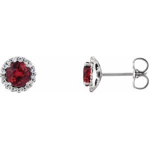 Platinum 5.5 mm Lab-Grown Ruby & 1/8 CTW Natural Diamond Earrings 86509:6056:P