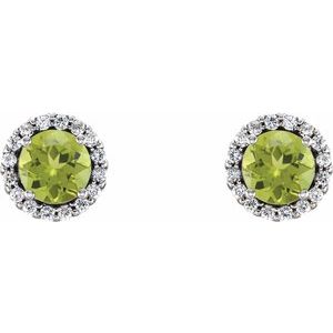 Platinum 6 mm Natural Peridot & 1/8 CTW Natural Diamond Earrings 86509:238:P
