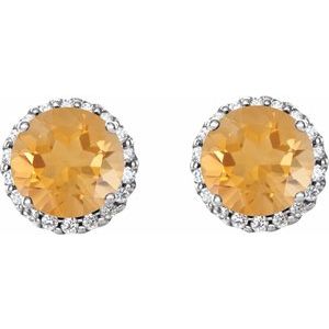 Platinum 4 mm Natural Citrine & 1/10 CTW Natural Diamond Earrings 86509:903:P