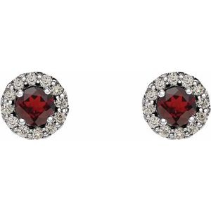 Platinum 6 mm Natural Mozambique Garnet & 1/8 CTW Natural Diamond Earrings 86509:203:P