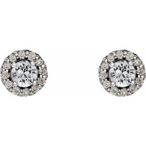 Platinum 5.5 mm Natural White Sapphire & 1/8 CTW Natural Diamond Earrings 86509:6067:P