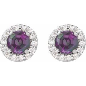 14K White 4 mm Lab-Grown Alexandrite & 1/8 CTW Natural Diamond Earrings 86839:605:P