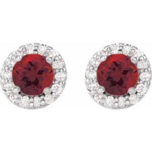 Platinum 5.5 mm Natural Mozambique Garnet & 1/4 CTW Natural Diamond Earrings 86839:6145:P