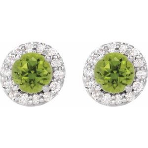 Platinum 5.5 mm Natural Peridot & 1/4 CTW Natural Diamond Earrings 86839:6146:P