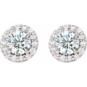 Platinum 5.5 mm Natural White Sapphire & 1/4 CTW Natural Diamond Earrings 86839:6149:P