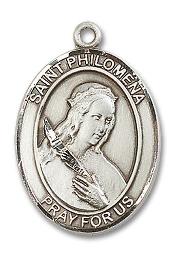 Extel Large Oval Sterling Silver St. Philomena Medal Made in USA
