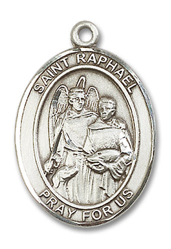Extel Large Oval Sterling Silver St. Raphael Medal Made in USA