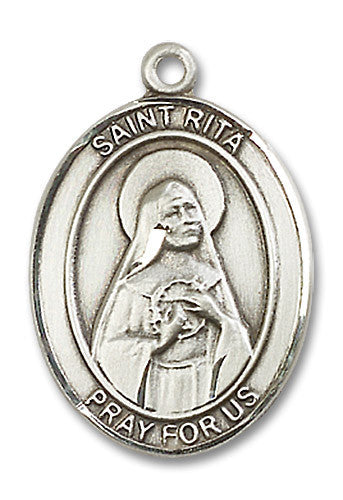 Extel Large Oval Sterling Silver St. Rita Medal Made in USA