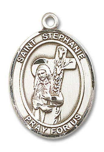 Extel Large Oval Sterling Silver St. Stephanie Medal Made in USA
