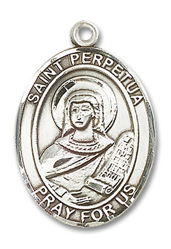 Extel Large Oval Sterling Silver St. Perpetua Medal Made in USA