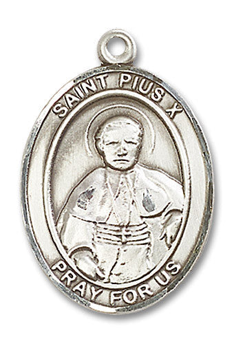Extel Large Oval Sterling Silver St. Pius X Medal Made in USA