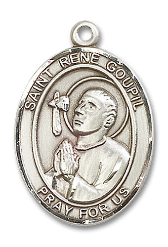 Extel Large Oval Sterling Silver St. Rene Goupil Medal Made in USA
