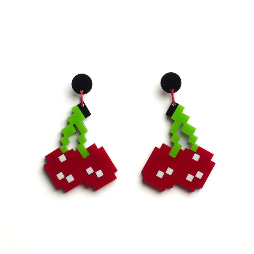 8 Bit Cherry Earrings By Wintersheart