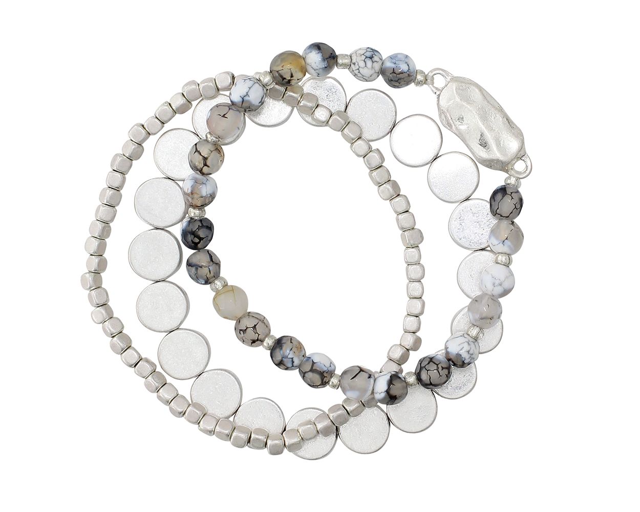 Periwinkle 3 Strand Burnished Silver Labradorite Bracelet