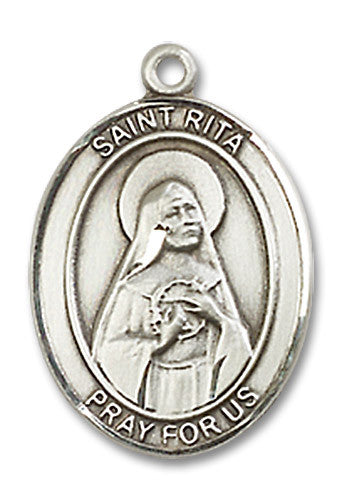 Extel Medium Oval Sterling Silver St. Rita Medal Made in USA