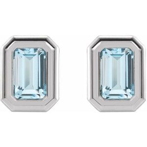 Sterling Silver Natural Sky Blue Topaz Solitaire Earrings 87364:614:P